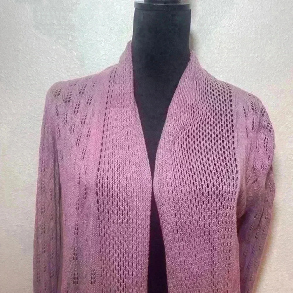 Elegant Mauve Open-Knit Cardigan by Belldini, Size XL - Picture 2 of 8
